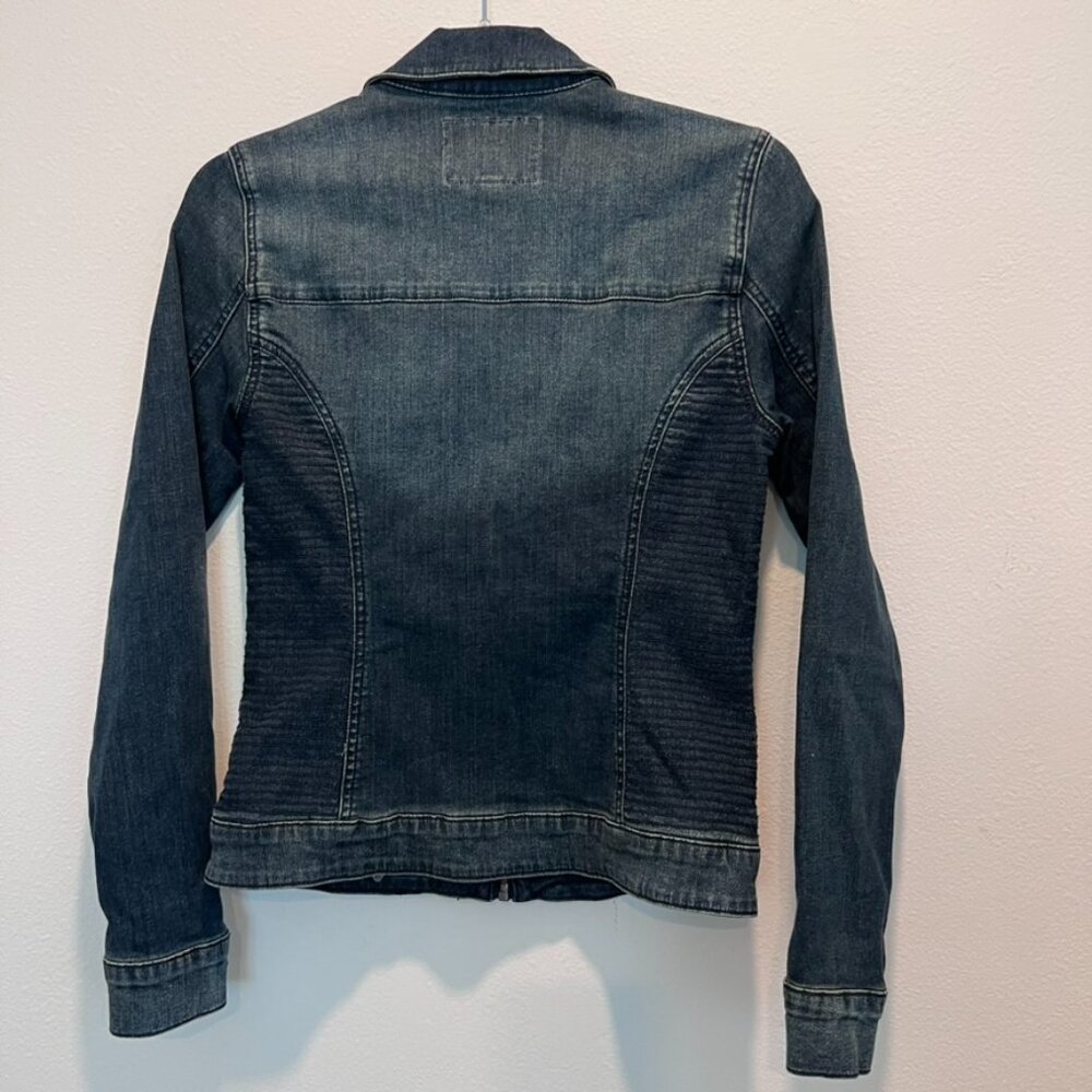 GUESS Rigby ribbed denim jean moto jacket sz Small - Picture 4 of 7